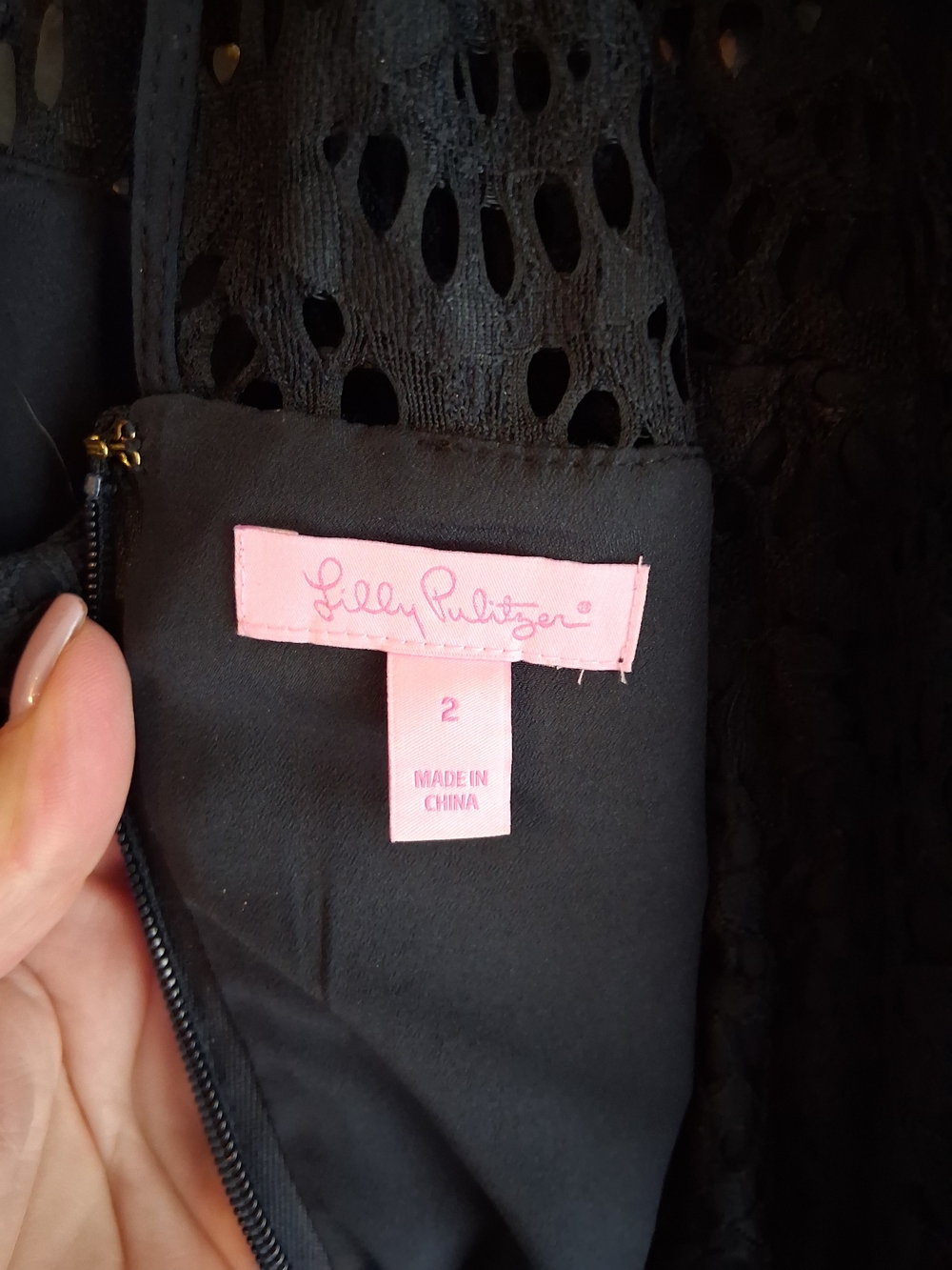 Lilly Pulitzer Black Lace Halter Dress Size 2 | Eyelet Midi Cocktail Dress - Picture 8 of 13